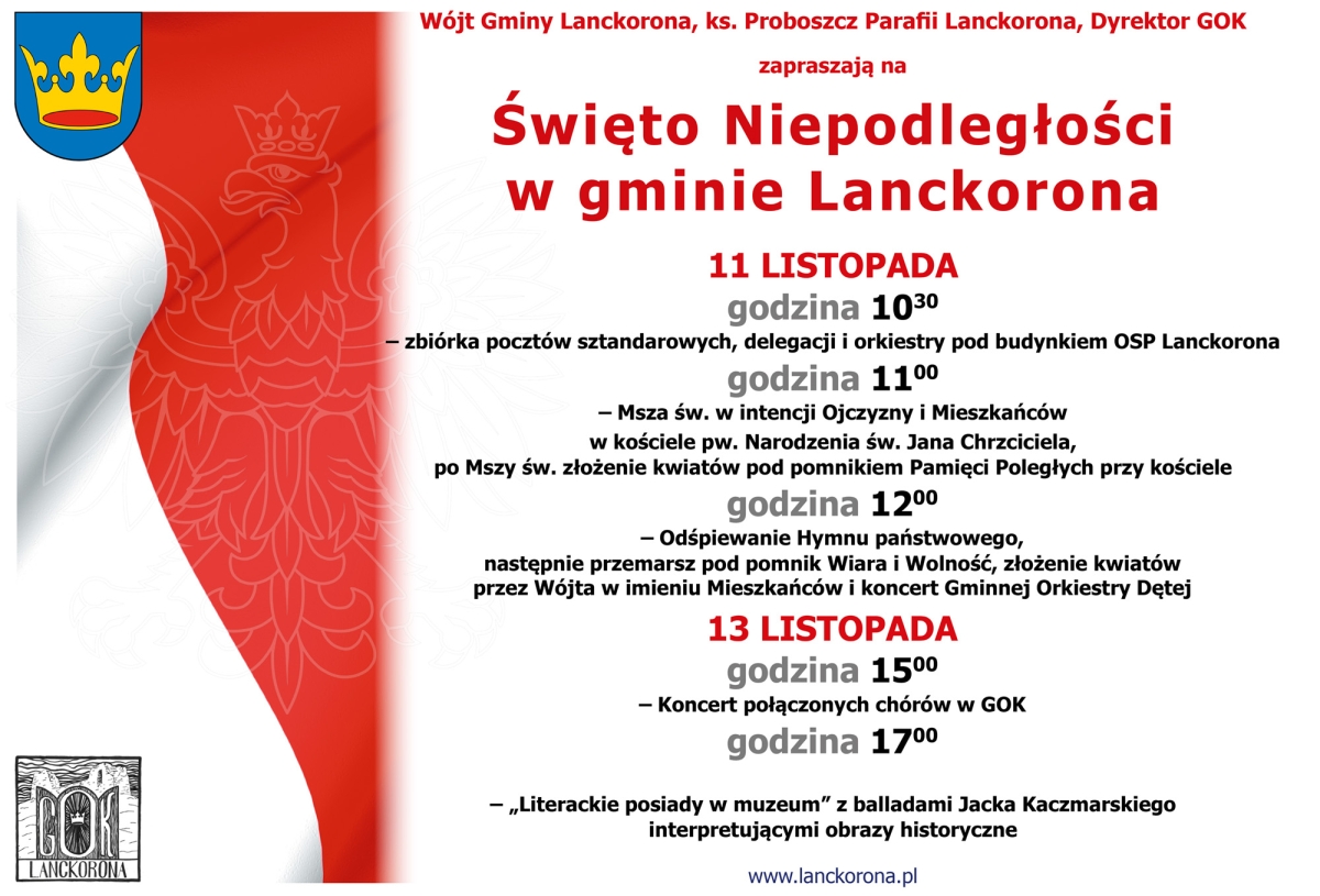 Grafika artykułu: Święto 11 Listopada w gminie Lanckorona